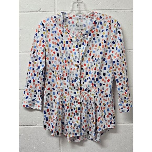 Nic + Zoe Seaglass Button Front Shirt Women's XS Multi Colar 3/4 Sleeve $148 - Picture 2 of 8